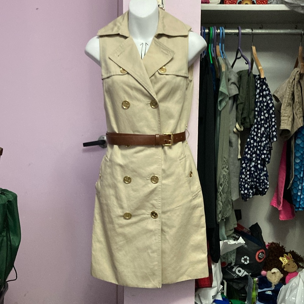 Michael Kors khaki/tan sleeveless trench dress